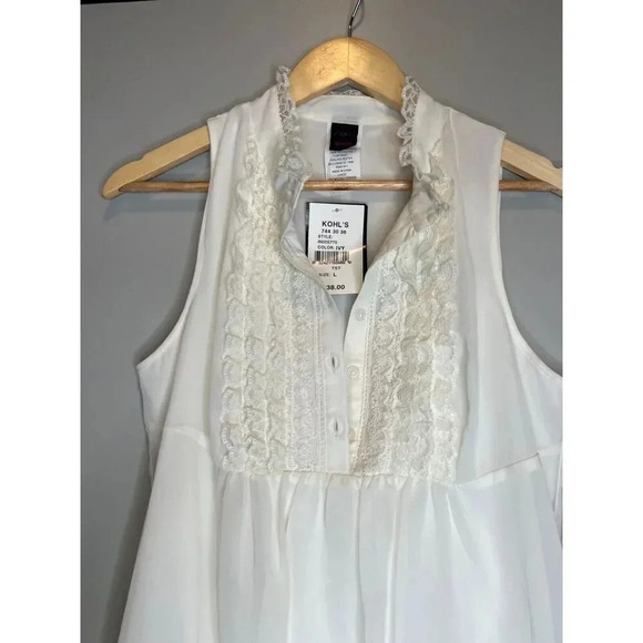 Wrapper Kohls white ivory lace button tank blouse top shirt career size LARGE - Picture 2 of 5